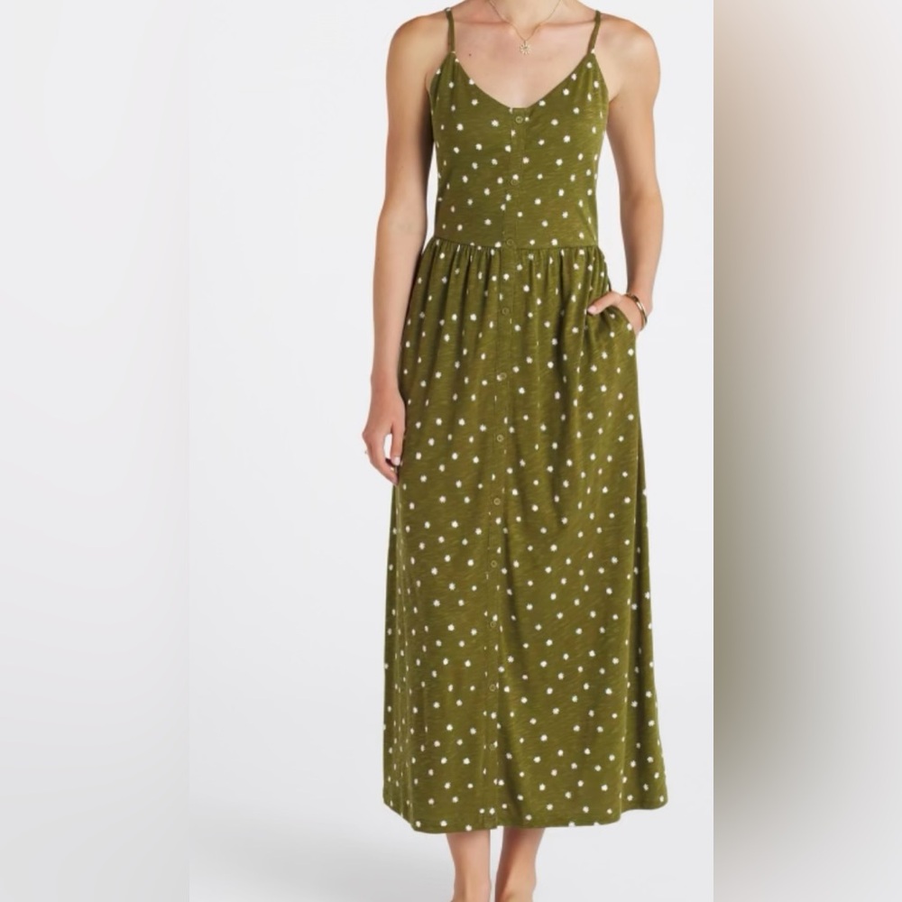 Olive Green Spaghetti Strap Maxi Dress